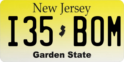 NJ license plate I35BOM