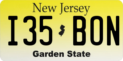 NJ license plate I35BON
