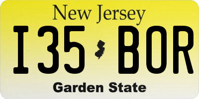 NJ license plate I35BOR