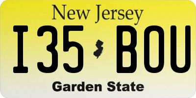 NJ license plate I35BOU