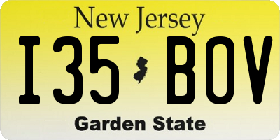 NJ license plate I35BOV