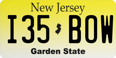 NJ license plate I35BOW