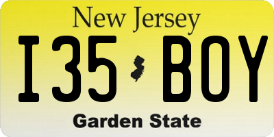 NJ license plate I35BOY