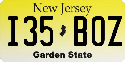 NJ license plate I35BOZ