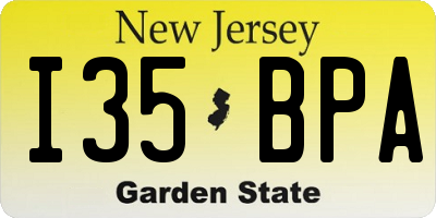 NJ license plate I35BPA