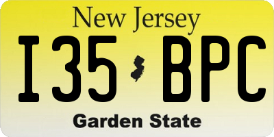 NJ license plate I35BPC