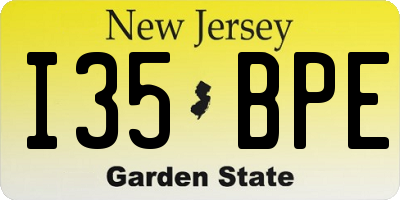 NJ license plate I35BPE