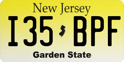 NJ license plate I35BPF