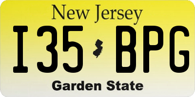 NJ license plate I35BPG