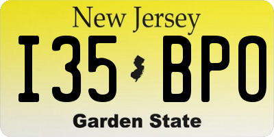 NJ license plate I35BPO