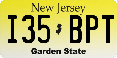 NJ license plate I35BPT