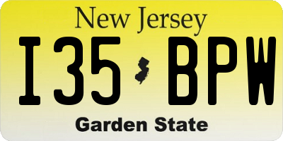 NJ license plate I35BPW