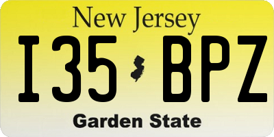 NJ license plate I35BPZ