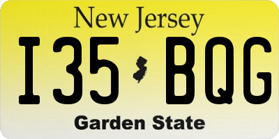 NJ license plate I35BQG