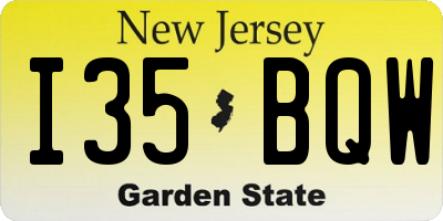 NJ license plate I35BQW