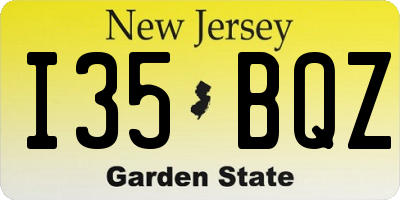 NJ license plate I35BQZ