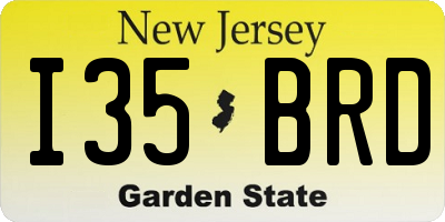 NJ license plate I35BRD