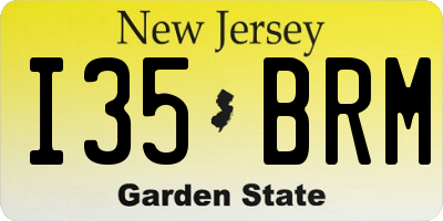 NJ license plate I35BRM