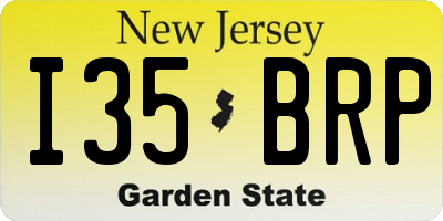 NJ license plate I35BRP