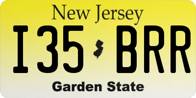 NJ license plate I35BRR