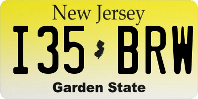 NJ license plate I35BRW