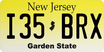 NJ license plate I35BRX