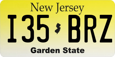 NJ license plate I35BRZ
