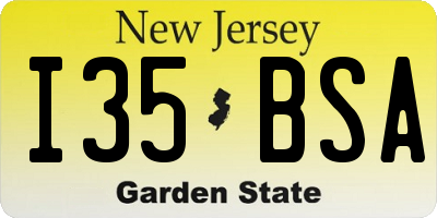 NJ license plate I35BSA