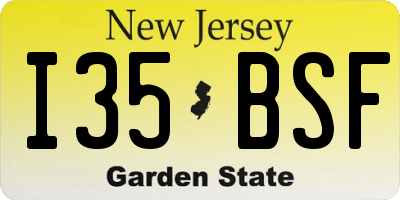 NJ license plate I35BSF