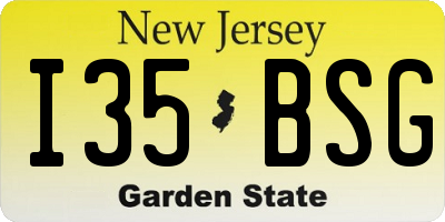 NJ license plate I35BSG