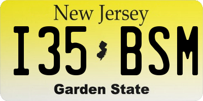 NJ license plate I35BSM