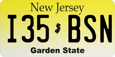 NJ license plate I35BSN