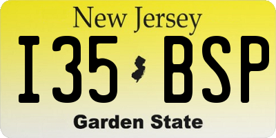 NJ license plate I35BSP