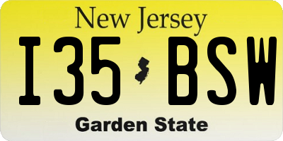 NJ license plate I35BSW