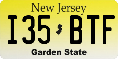 NJ license plate I35BTF