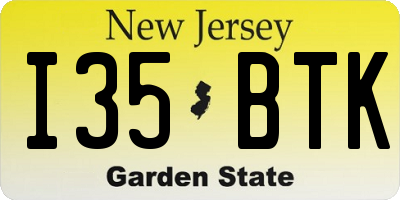 NJ license plate I35BTK