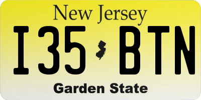 NJ license plate I35BTN