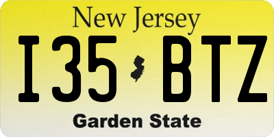NJ license plate I35BTZ