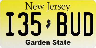 NJ license plate I35BUD
