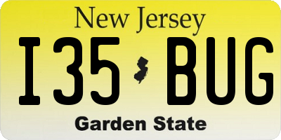 NJ license plate I35BUG