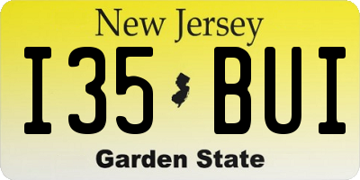 NJ license plate I35BUI