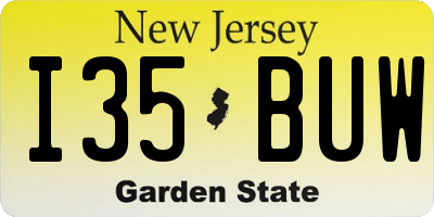 NJ license plate I35BUW