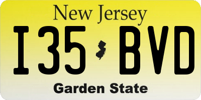NJ license plate I35BVD