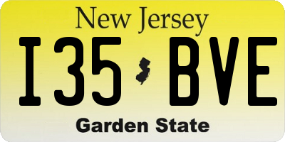 NJ license plate I35BVE