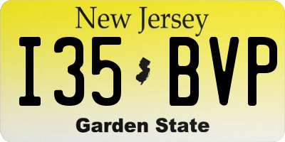 NJ license plate I35BVP