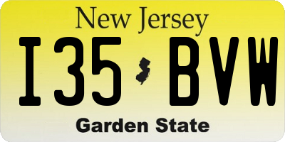 NJ license plate I35BVW