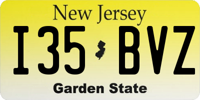 NJ license plate I35BVZ