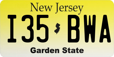 NJ license plate I35BWA