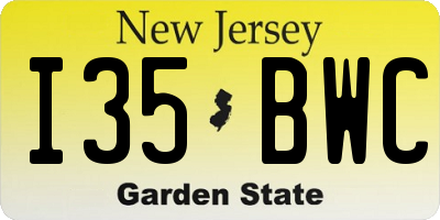 NJ license plate I35BWC