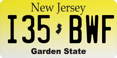 NJ license plate I35BWF